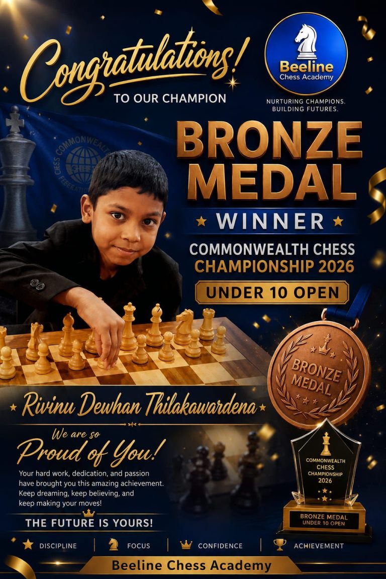 Congratulations to Rivinu Dewhan Thilakawardena on winning the Bronze Medal in the Under 10 category at the Commonwealth Chess Championship 2026.