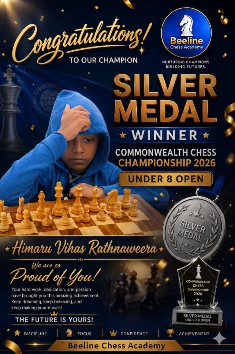 Congratulations to Himaru Vihas Rathnaweera on winning the Silver Medal in the Under 8 open category at the Commonwealth Chess Championship 2026.